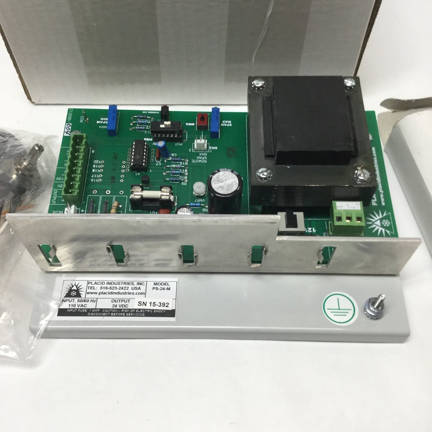 New – Open box Placid PS-24-M Constant Current Brake/Clutch Power Supply 110VAC IN, 0-24VDC OUT