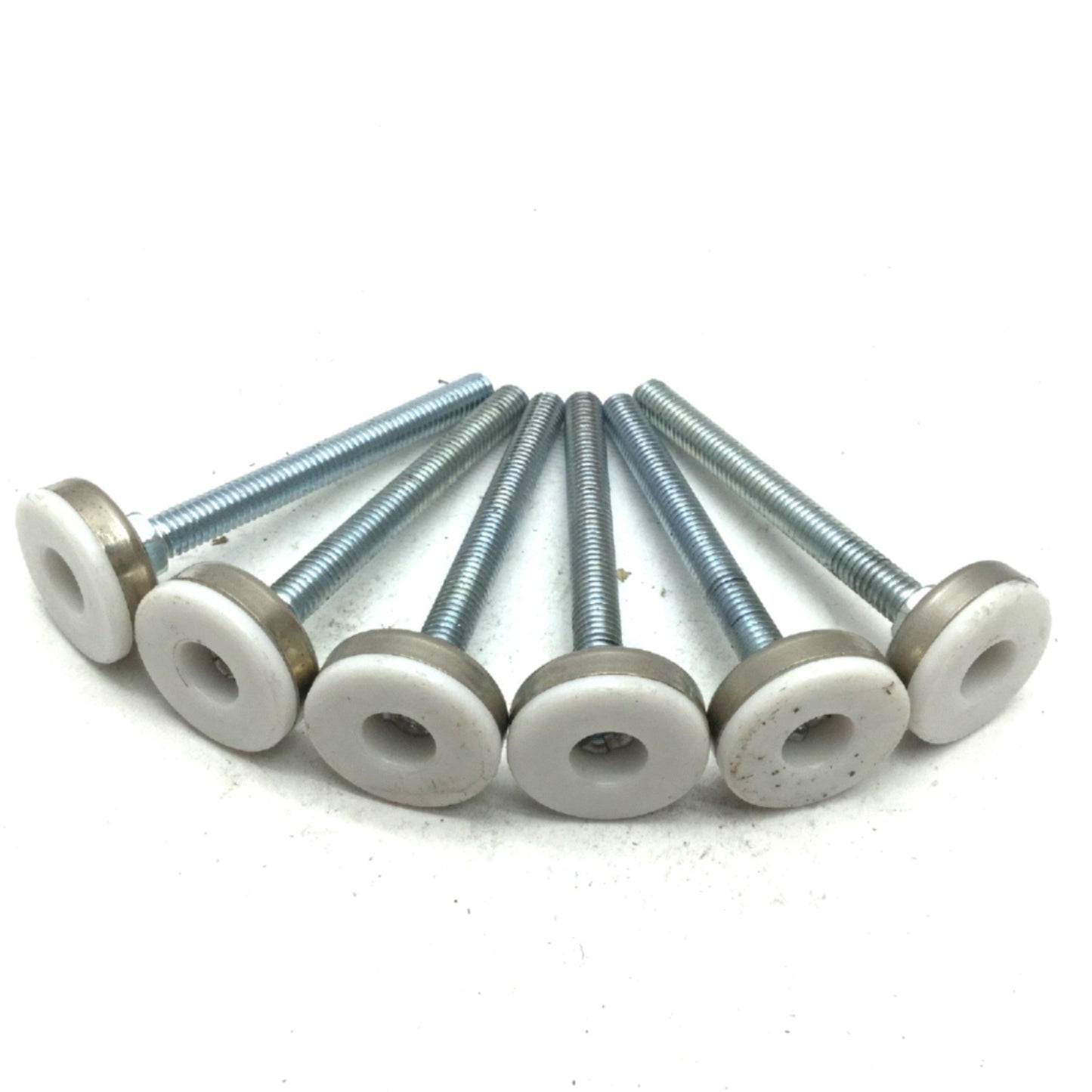 Used Lot of 6 Adjustable Height feet, Foot Diameter: 1.375", Screw: 3/8-16, L: 3.5"