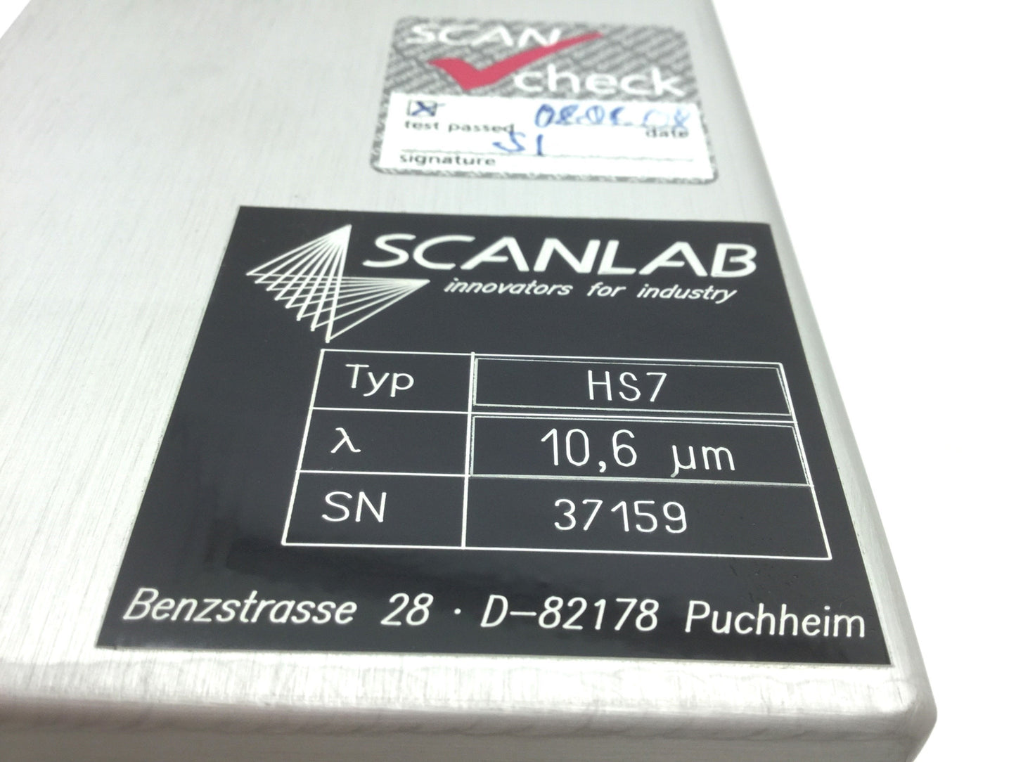 Used Scanlab HS7 Laser Beam-2D Scan Head For Marking Max Beam: 7mm 1000 Characters/S