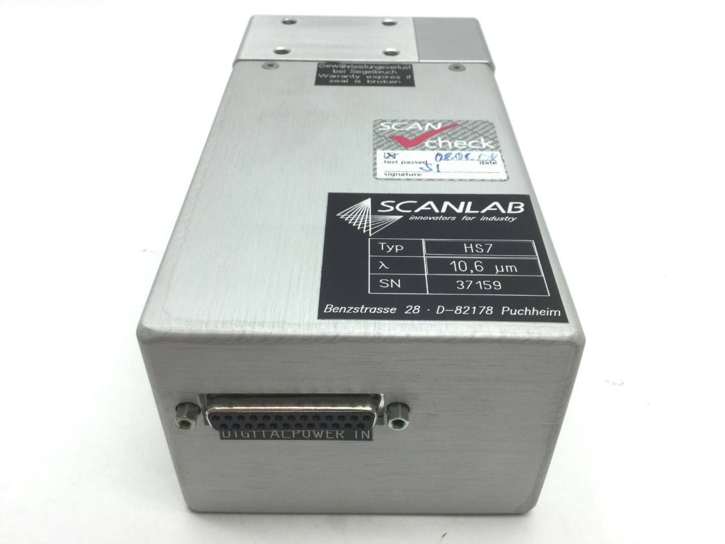 Used Scanlab HS7 Laser Beam-2D Scan Head For Marking Max Beam: 7mm 1000 Characters/S