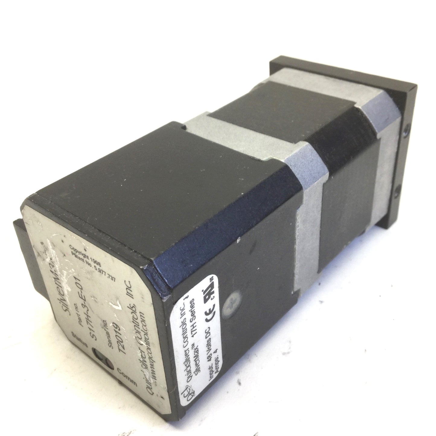 Used Quicksilver SilverMax S17H-3-E-01 Servo Motor, Nema 17, 15-PIN, 48VDC, 4A