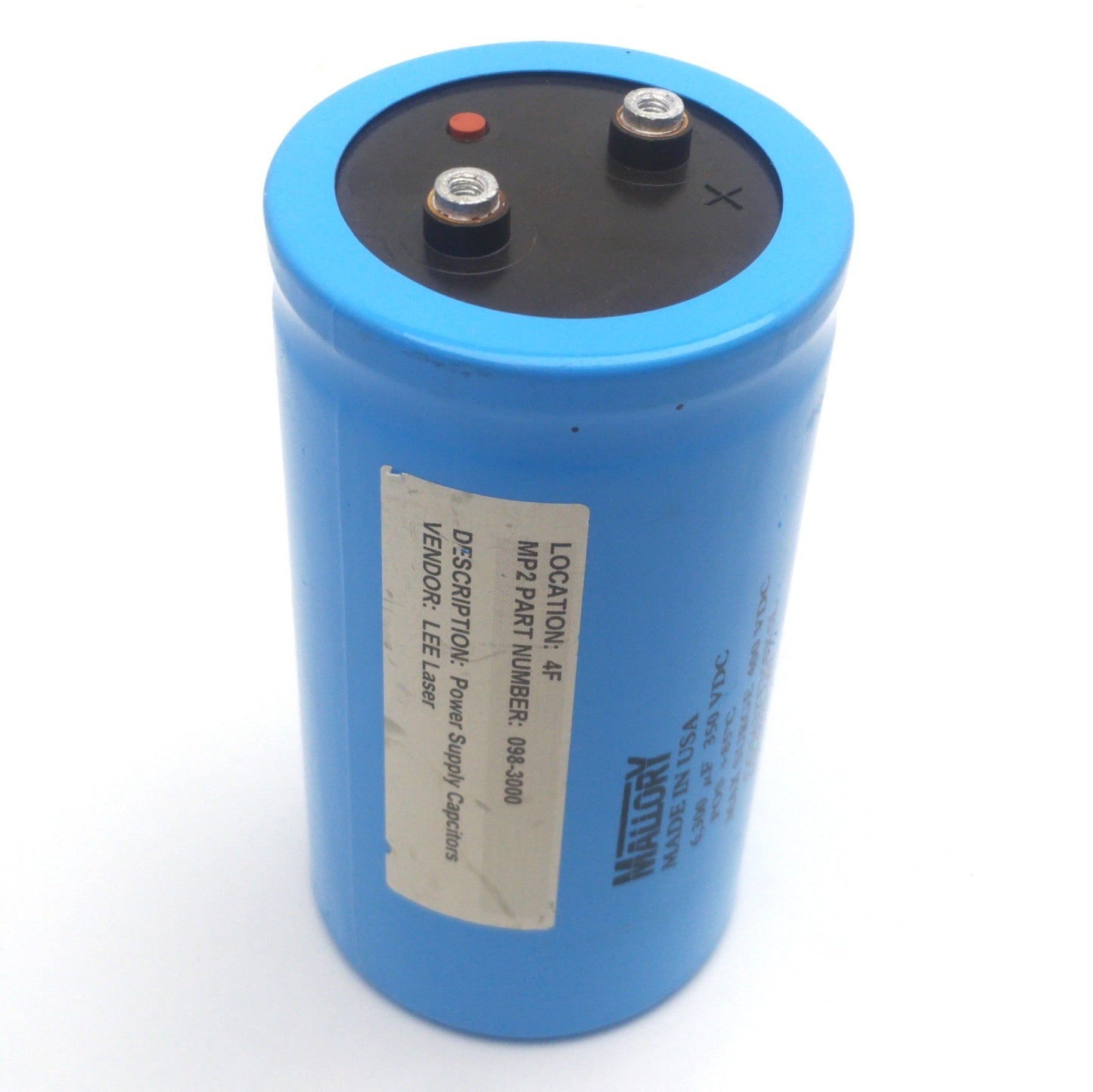 Used Mallory CGS632T350X5L Electrolytic Capacitor 6300μF MFD, 350VDC, ø3 x 6"