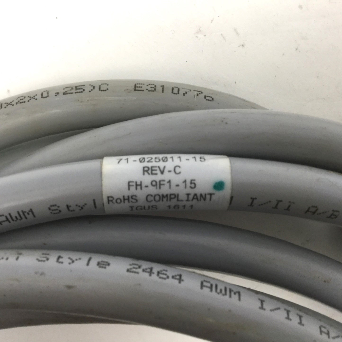 Used Parker 71-025011-15 FH-9F1-15 PS Continuous Flex Encoder Feedback Cable 10FT