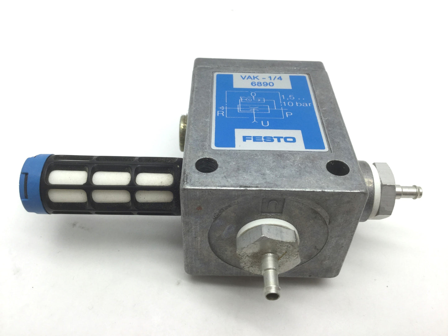 Used Festo 6890 VAK-1/4 Vacuum Generator 21-145PSI G1/4, 80% Max Vacuum