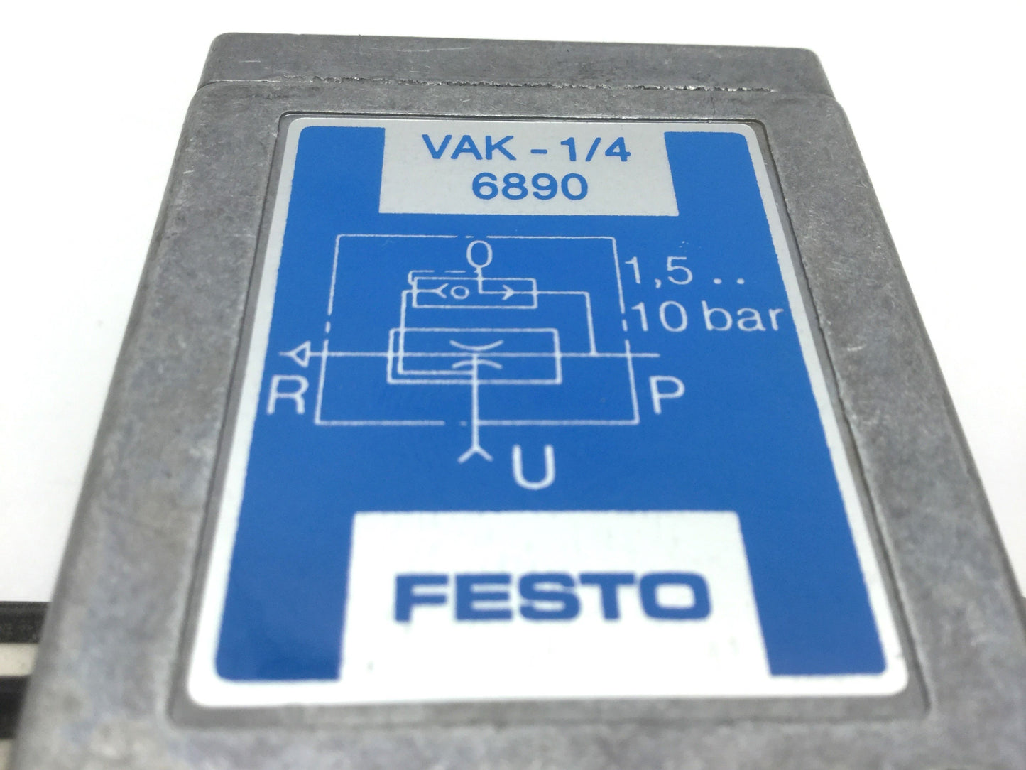 Used Festo 6890 VAK-1/4 Vacuum Generator 21-145PSI G1/4, 80% Max Vacuum
