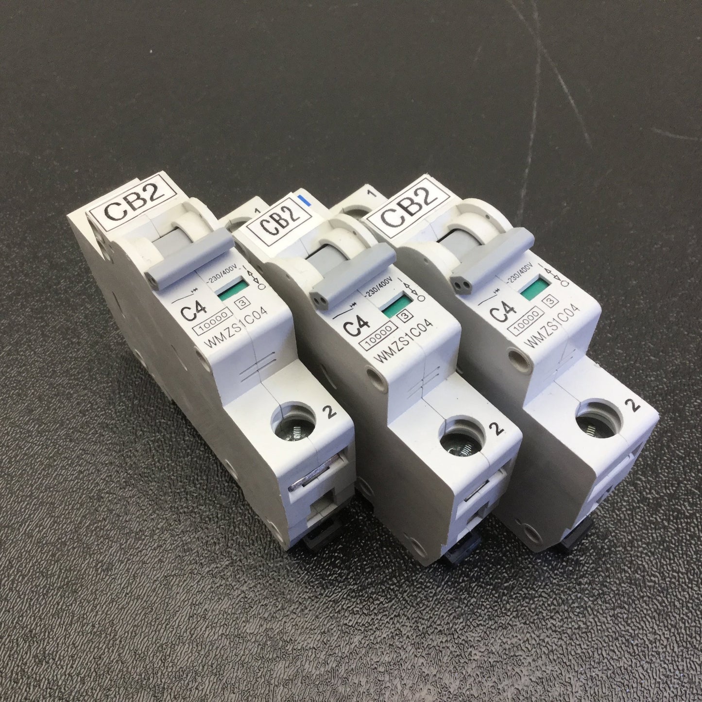 Used Lot of 3 Eaton WMZS1C04 Thermal Magnetic Circuit Breaker 4A 277VAC/48VDC 1-Pole