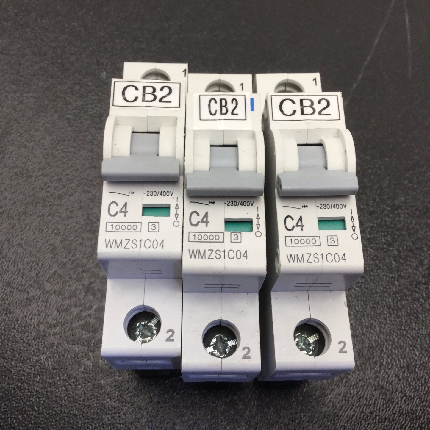 Used Lot of 3 Eaton WMZS1C04 Thermal Magnetic Circuit Breaker 4A 277VAC/48VDC 1-Pole