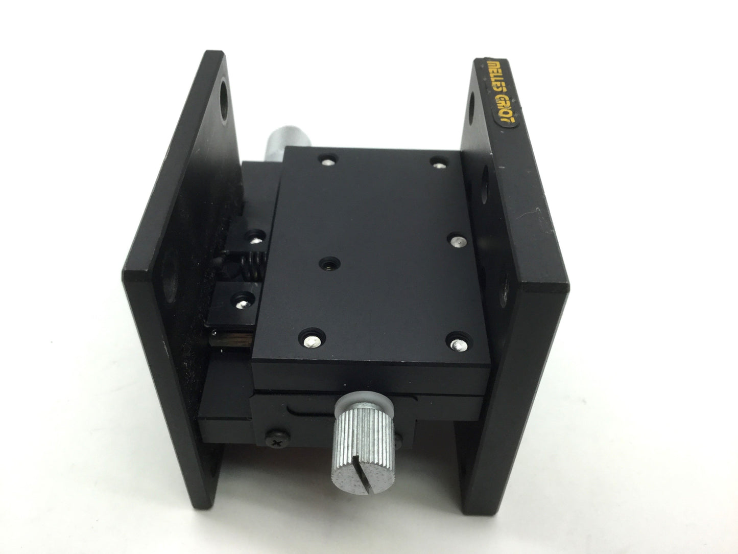 Used Melles Griot Vertical Translation Stage & Micrometer 65mm x 65mm, Travel 10mm