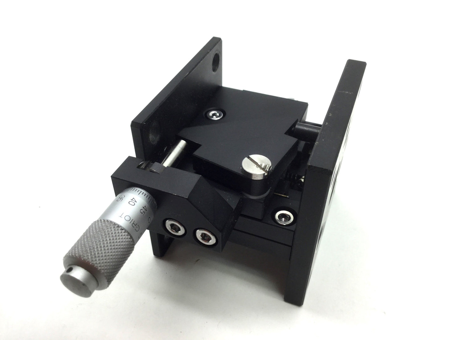 Used Melles Griot Vertical Translation Stage & Micrometer 65mm x 65mm, Travel 10mm