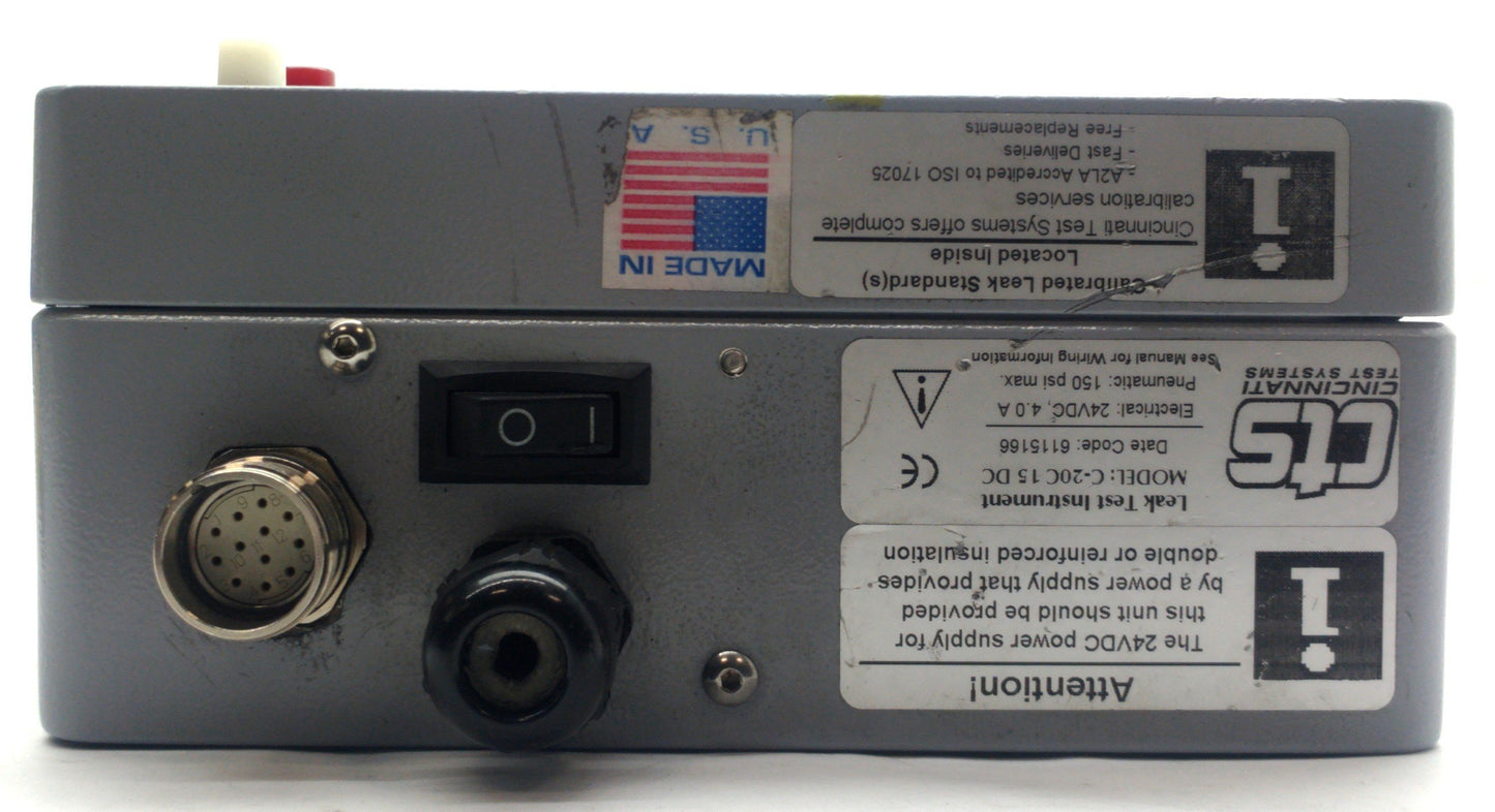 Used CTS Sentinel C-20C Pressure Decay Test System, 0-15PSI, RS232, 24VDC *No Bulb*