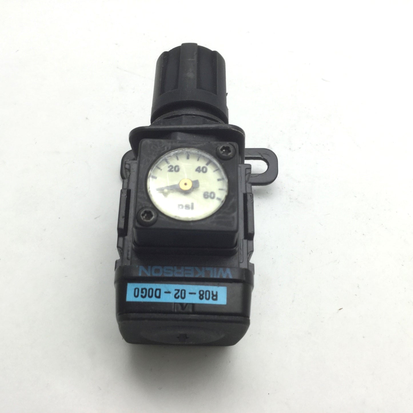Used Wilkerson R08-02-D0G0B Pneumatic Regulator With Gauge, 125PSI, 1/4" NPT