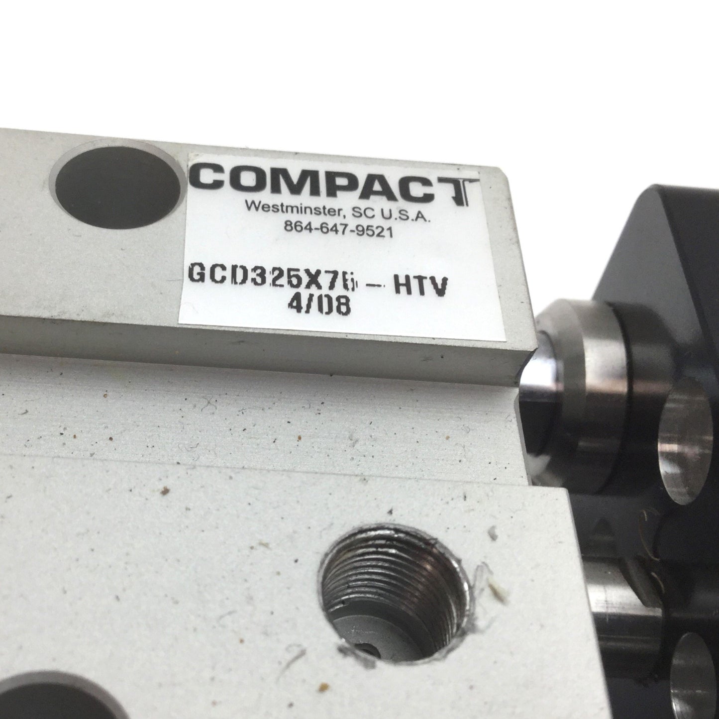 Used Compact GCD325X75-HTV Pneumatic Guided Cylinder, Bore: 1", Stroke: 3", Ports 1/8