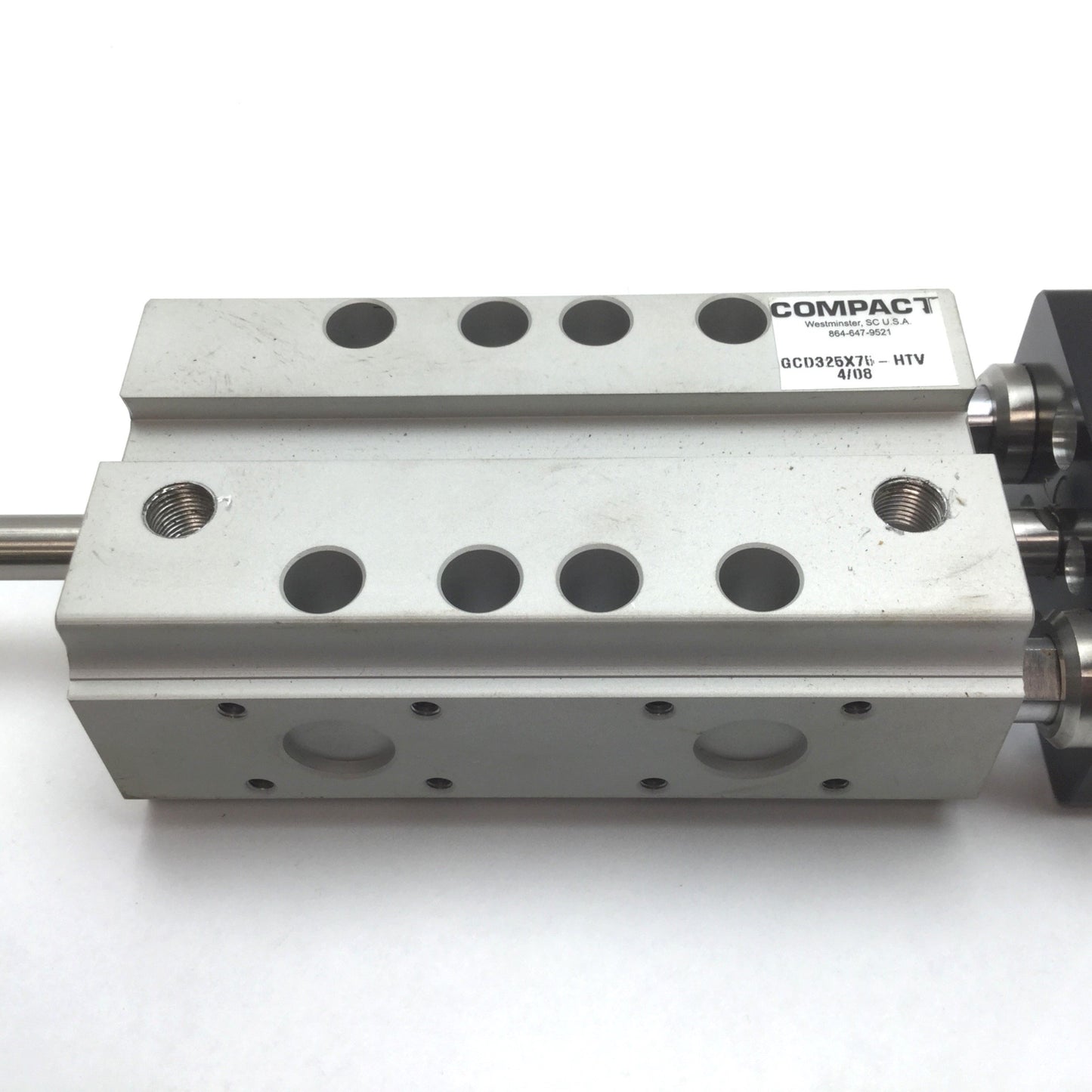Used Compact GCD325X75-HTV Pneumatic Guided Cylinder, Bore: 1", Stroke: 3", Ports 1/8