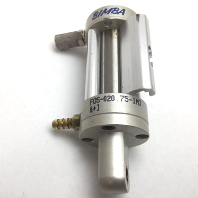 Used Bimba FOS-020.75-1M3 Single-Acting Pneumatic Cylinder, Bore: 9/16", Stroke: 3/4"