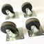 Used Lot of 4 Swivel Caster Wheels w/ Mounting Plate, Diameter: 4", Width: 1-1/2"