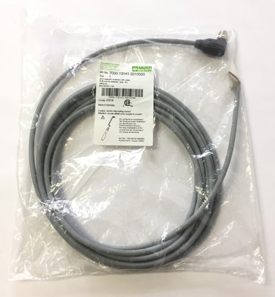 New Murr Elektronik 7000-13141-3310500 Cable Cordset M12 Male 90, 4-Pin, Length: 5m