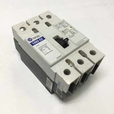 Used Allen-Bradley 140U-G2 Molded Case Circuit Breaker 40A, 3-Pole, 240/480VAC
