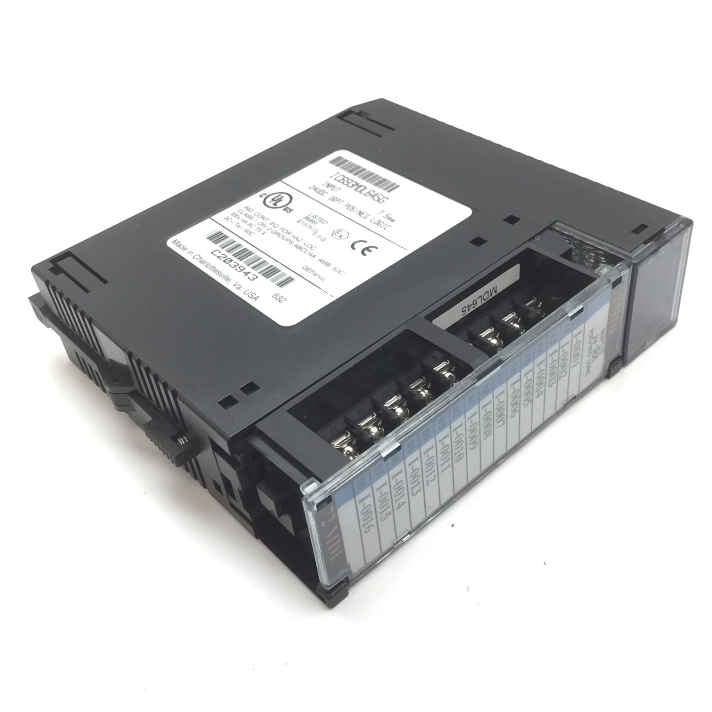 Used GE Fanuc IC693MDL645G PLC Input Module, 24VDC 16-Point POS/NEG 7.5mA Per Point