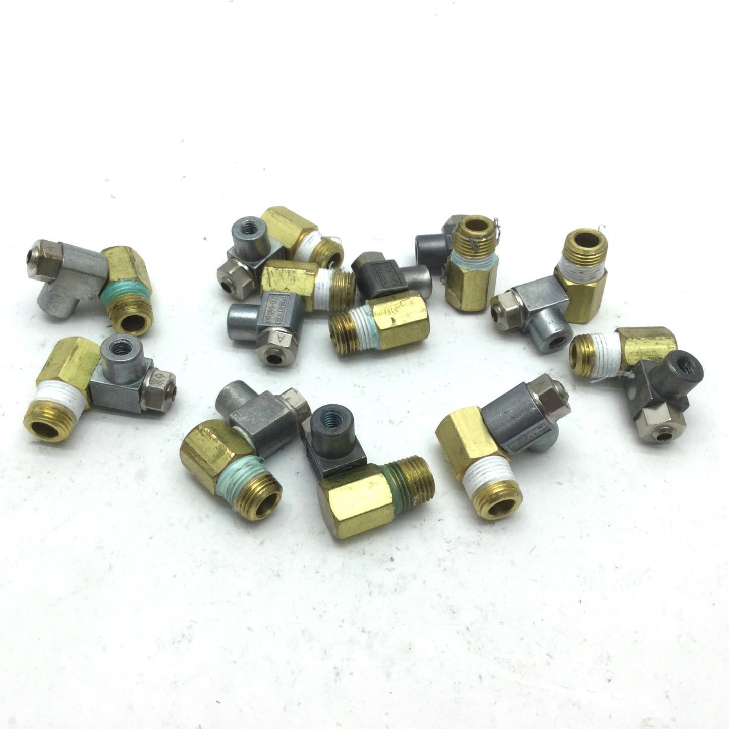 Used Lot of 11 Festo Meter Out Flow Control Valves, 1/8" NPT to 10-32UNF