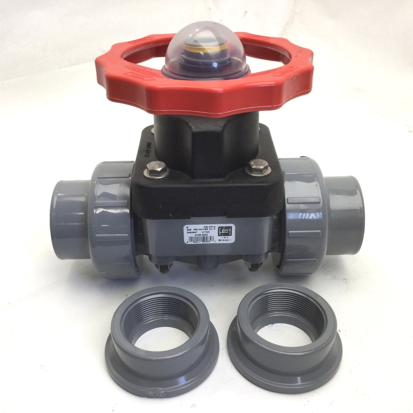 Used Spears 2739-020C Diaphragm Valve, CPVC-Socket Ends, 235PSI, Size: 2"