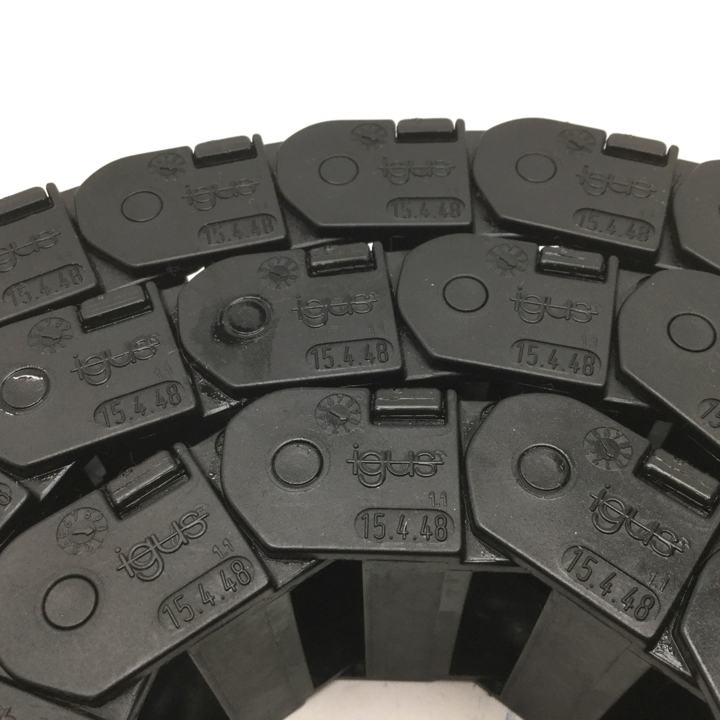 Used Igus 15.4.48 Energy Chain, Dimensions: 50"(L) x 2.5"(W) x 1"(H), *No Ends*