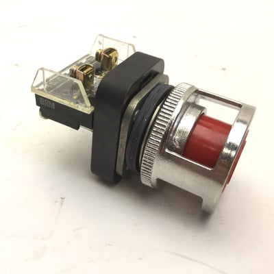 Used Allen Bradley 800T-FXT Push Button Switch & 800T-XD4 Contact With Button Guard