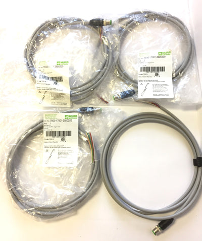 New Lot of 4 Murr Elektronik 7000-17001-2920200 Cables, Straight Male M12, 8-Pole