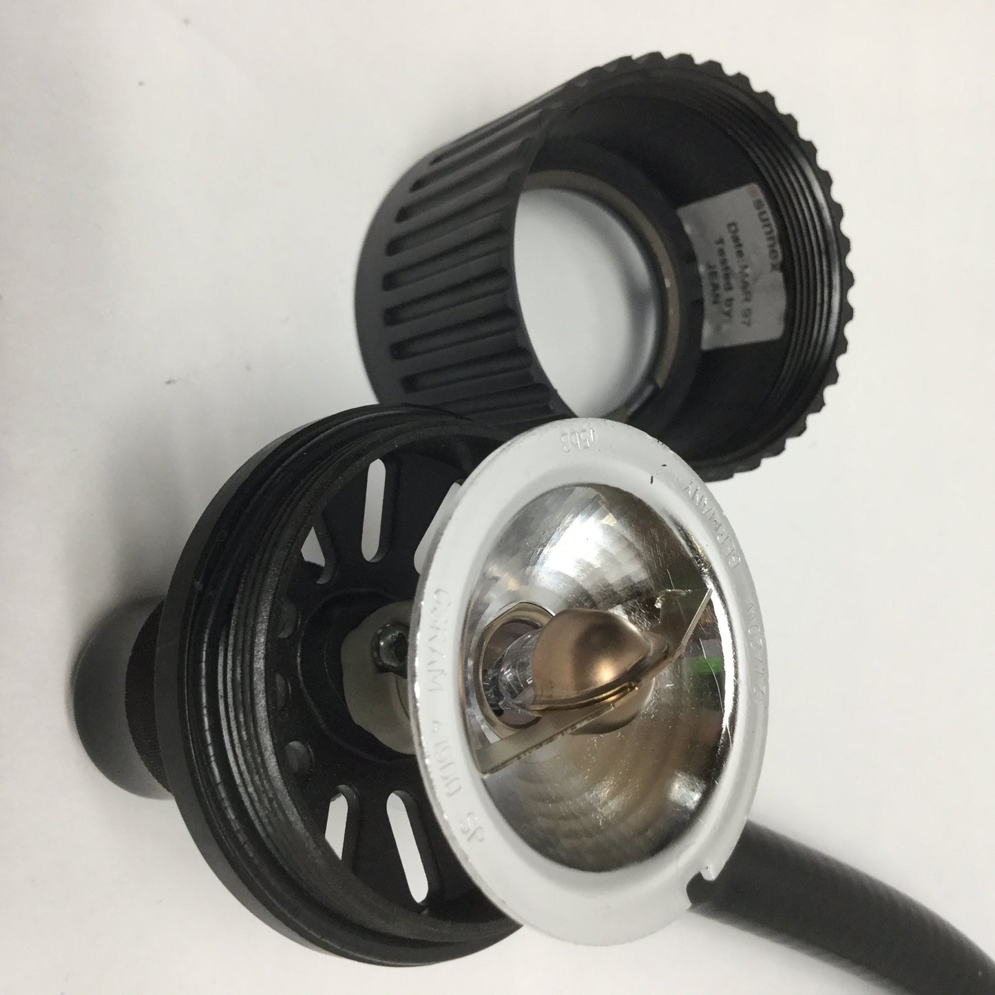 Used Sunnex Halogen Lamp Light 12VDC 20W 15" Gooseneck Flexible Arm, Thread Mount