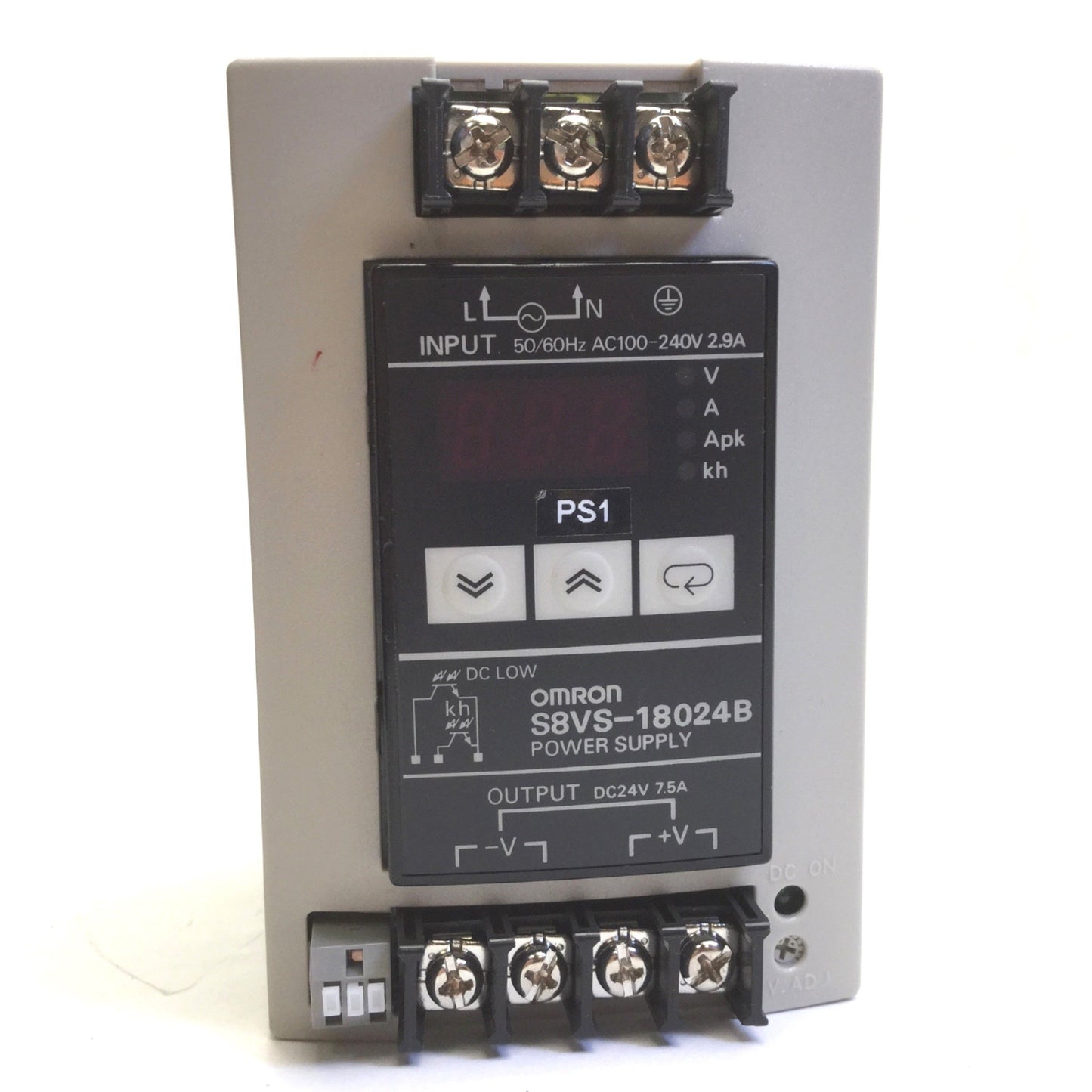Used Omron S8VS-18024B Switch Mode Power Supply, In: 100-240VAC 2.9A Out: 24VDC 7.5A