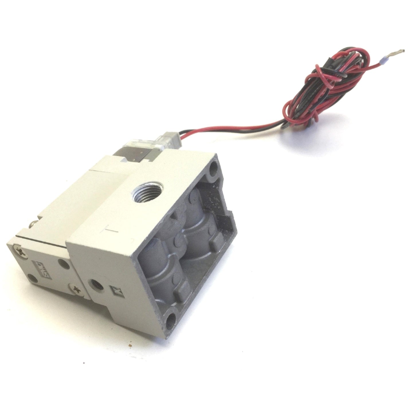 Used SMC SYJ714R-5LZ-01T Base Mounted Solenoid Valve, 3-Port, 1/8" NPT, With Manifold