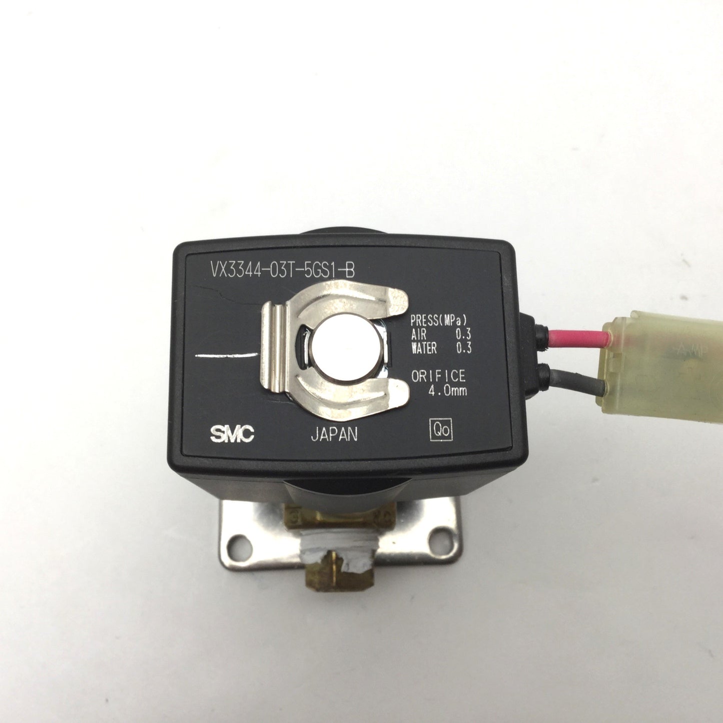 Used SMC VX3344-03T-5GS1-B 3-Way Media Solenoid Valve 3/8" NPT 24VDC Coil, Air/Water