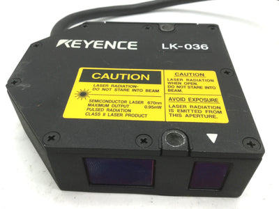 Used Keyence LK-036 Laser Displacement Sensor Head 670nm Range: ñ5mm, Out4-20mA