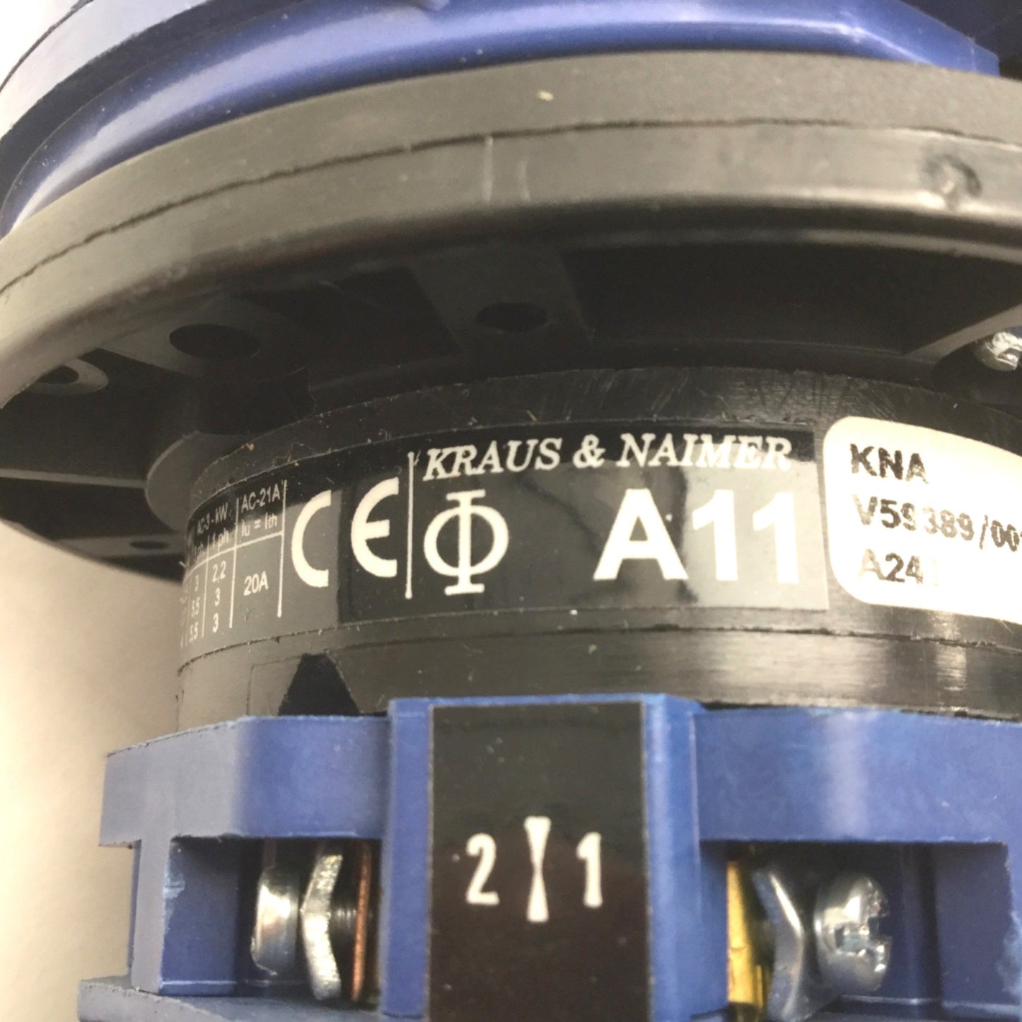 Used Kraus & Naimer C80 & A11Rotary Disconnect Switch, Max Voltage: 100A, 600VAC
