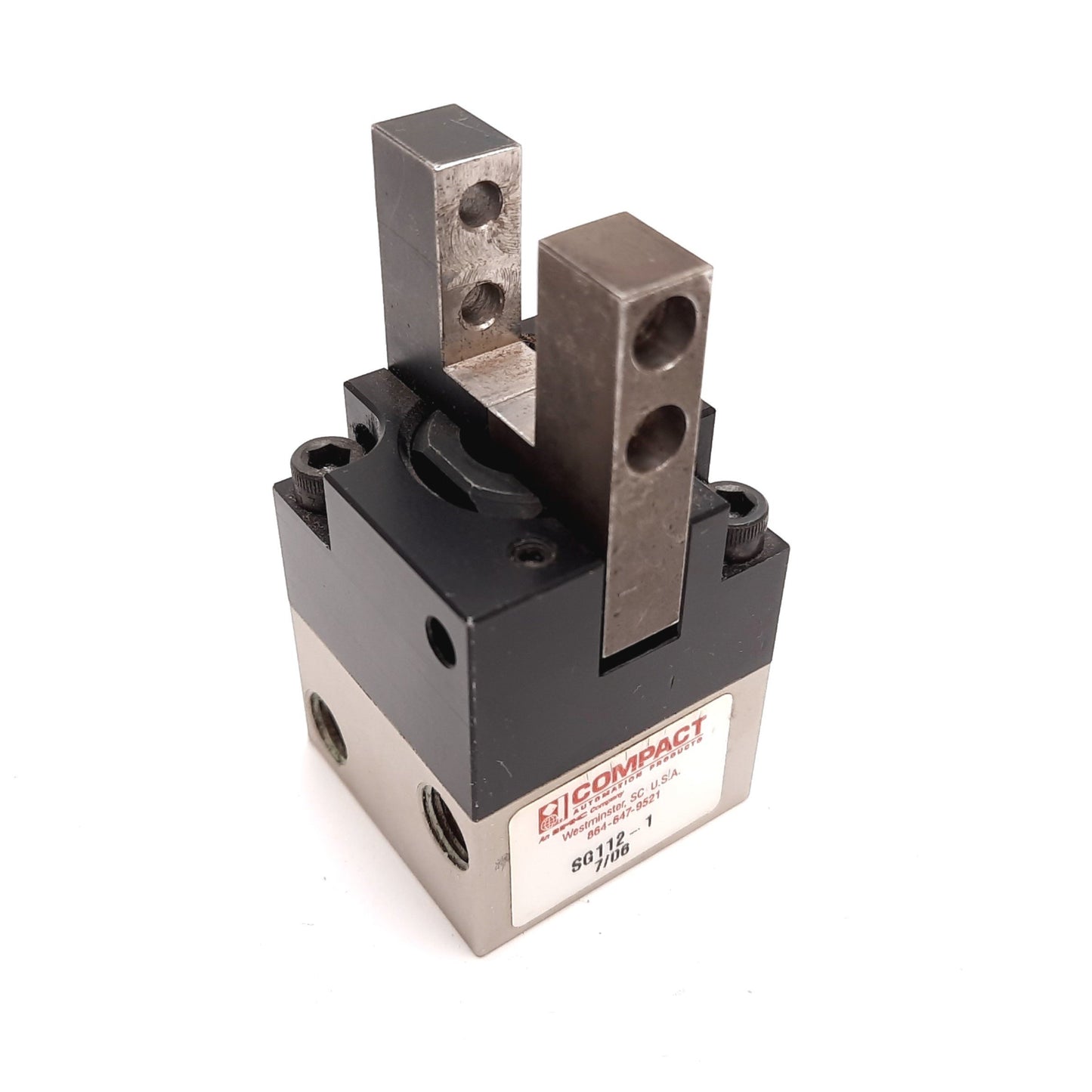 Used Compact SG112-1 Angular Air Gripper, 2-Jaw 1" Length, 1.125" Bore, 1/8" NPT