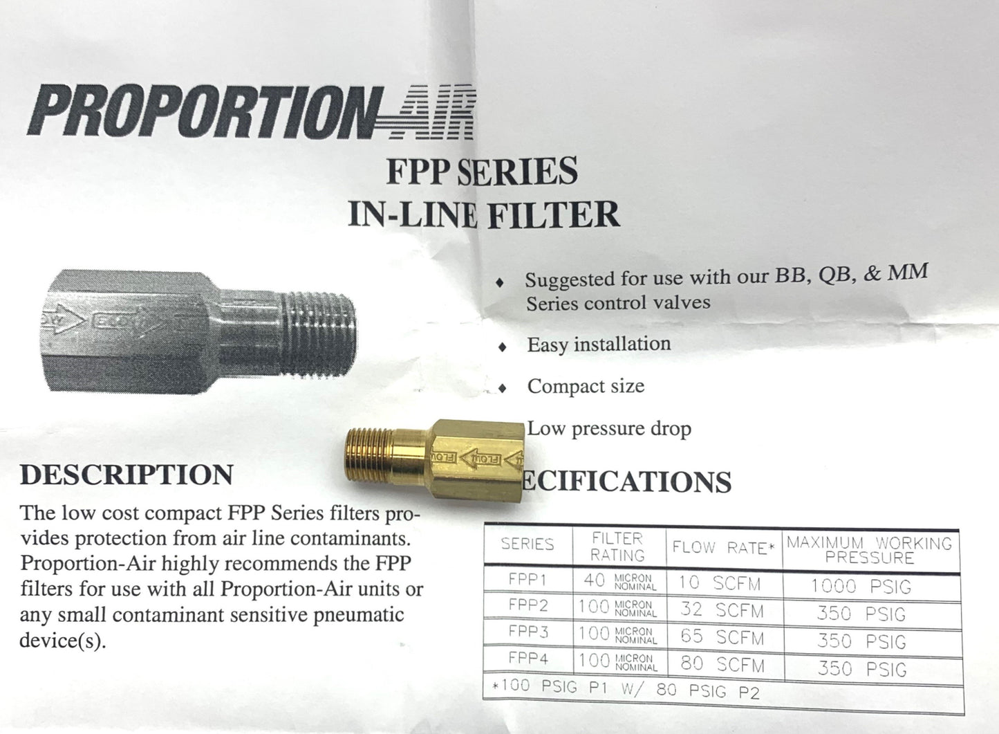 New Proportion-Air DQPV1TFEE080CX Pressure Control Valve, 1/8"NPT, 0-80PSI, 0-10VDC