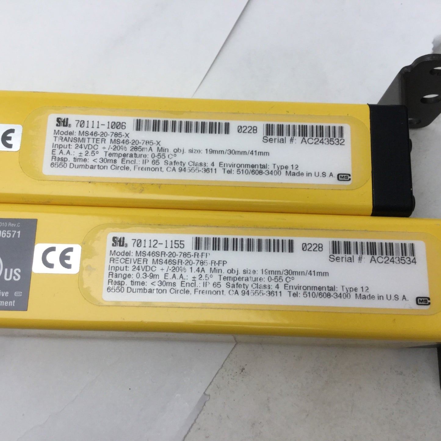 Used STI MiniSafe-B MS46-20-785-X & MS46SR-20-785-R-FP Transmitter & Receiver