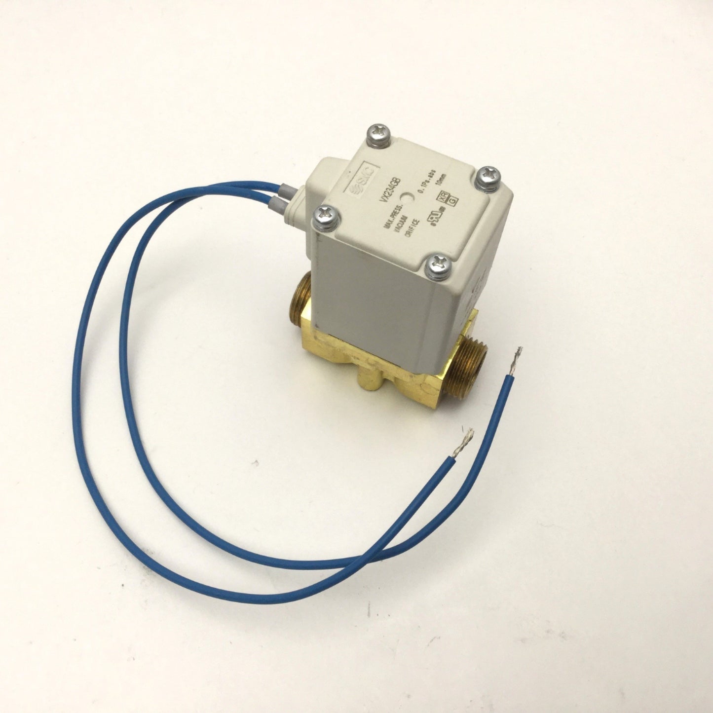 Used SMC VX234GB Direct Operated 2-Port Solenoid Valve, 100VAC, 12VA, 3/8NPT, 145 psi