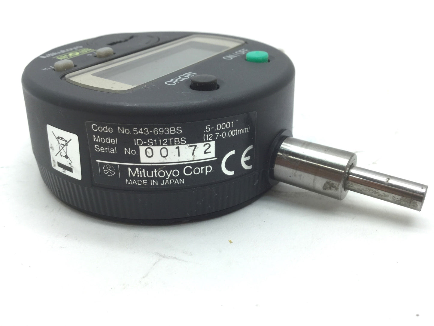 Used Mitutoyo 543-693BS Absolute Digimatic Indicator 0.5-00001" ID-S112TBS
