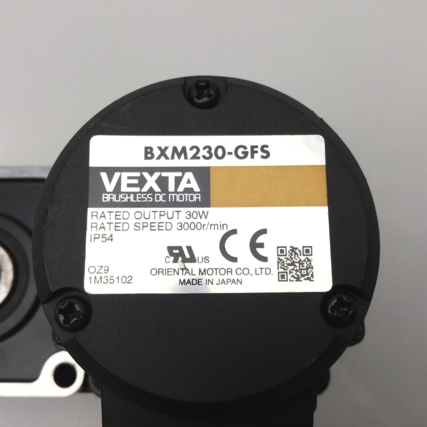 Used Vexta BXM230-GFS Brushless DC Stepper Motor With GFS2G15FR 15:1 Gear Head IP54