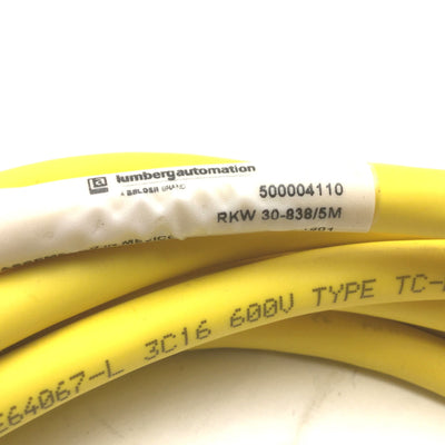 New Lumberg RKW 30-838/5M Cordset, 90°, Connection Size: 7/8" to Flying Leads, 5m