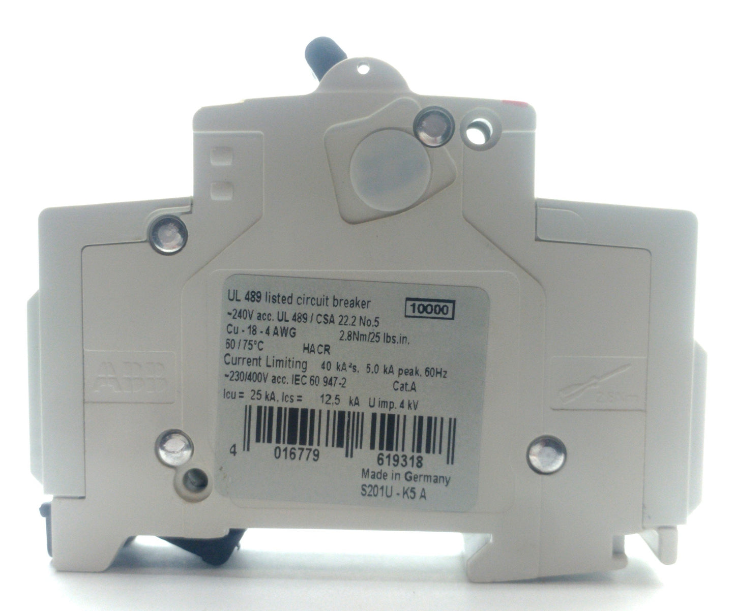 Used Lot of 6 ABB S201U-K5 Circuit Breaker, Single Pole, K Curve, 240V 5A 50/60Hz