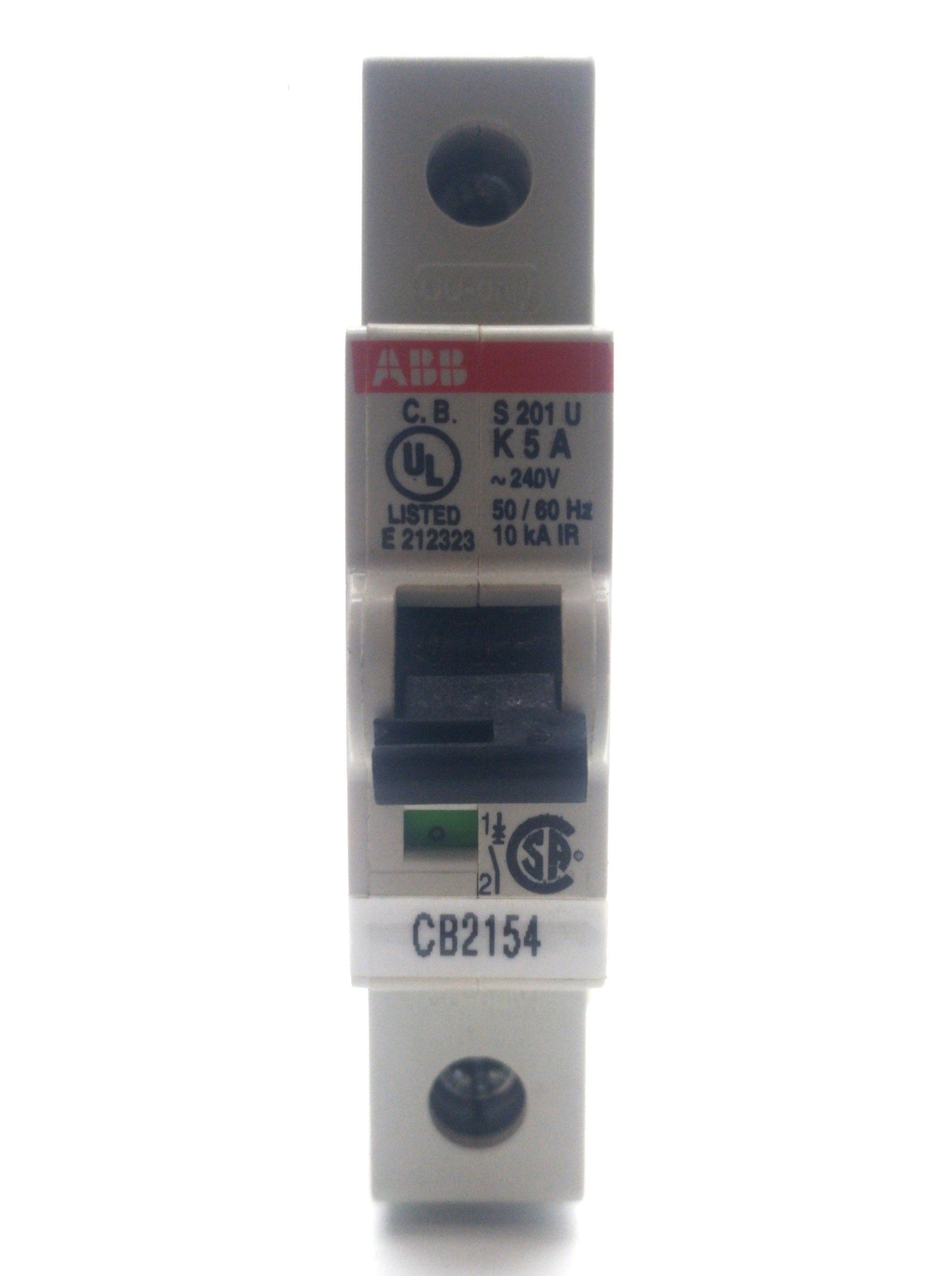 Used Lot of 6 ABB S201U-K5 Circuit Breaker, Single Pole, K Curve, 240V 5A 50/60Hz