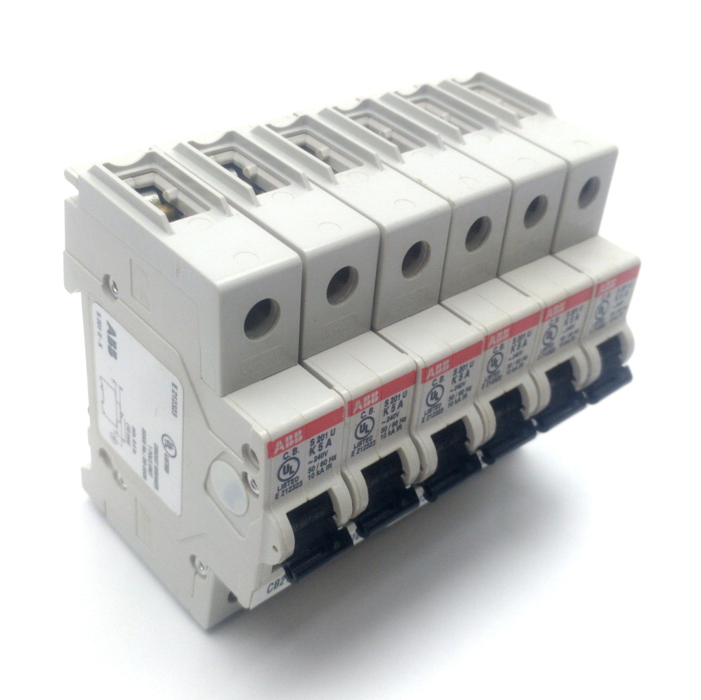 Used Lot of 6 ABB S201U-K5 Circuit Breaker, Single Pole, K Curve, 240V 5A 50/60Hz