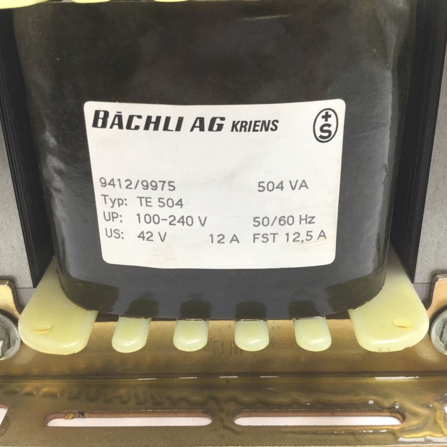 Used Bachli AG 9412/9975 TE504 Transformer, Rating: 504VA, Pri: 100-240V 50/60Hz