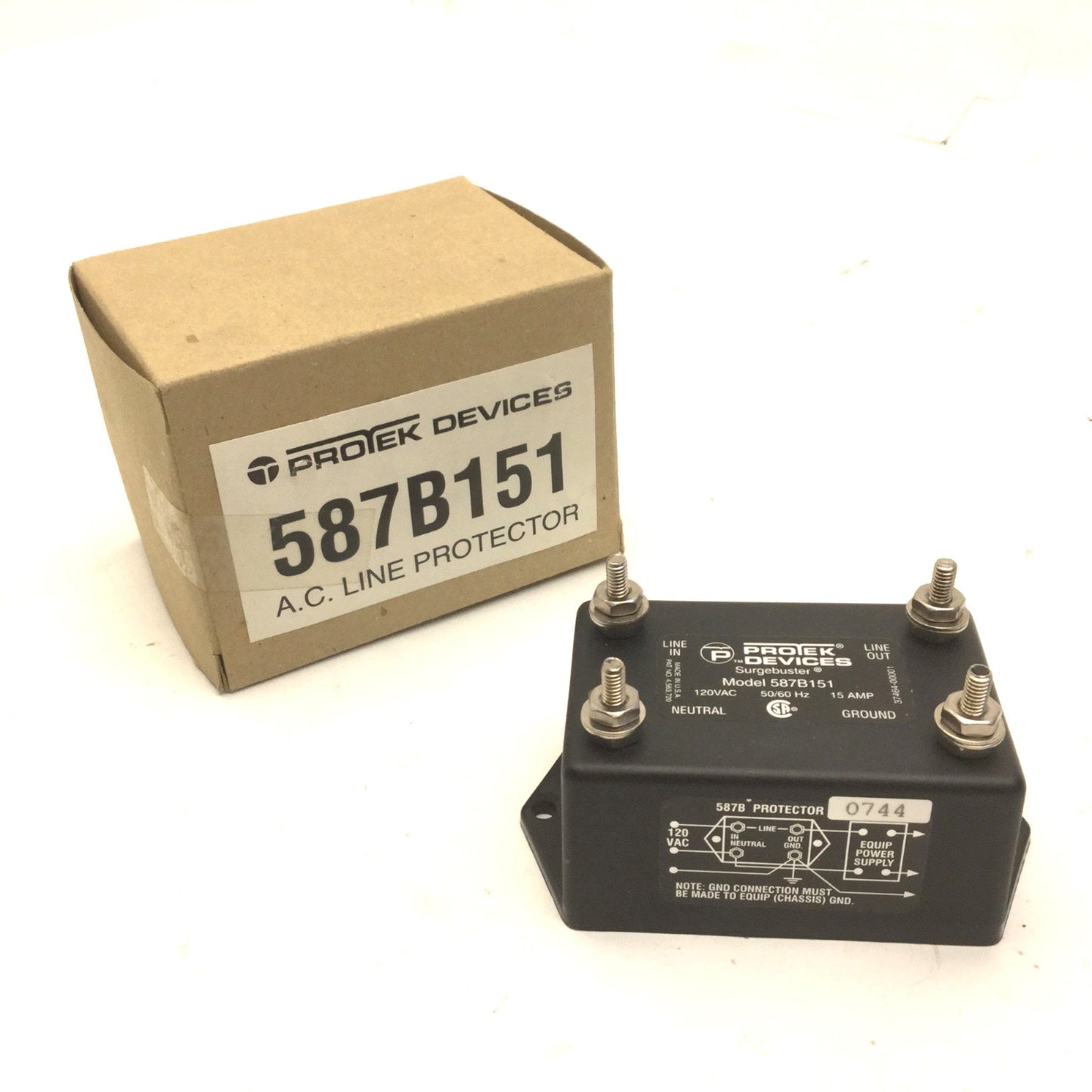 New – Open box Protek Devices 587B151 AC Line Protector, Voltage: 120VAC, 50/60Hz, 15A