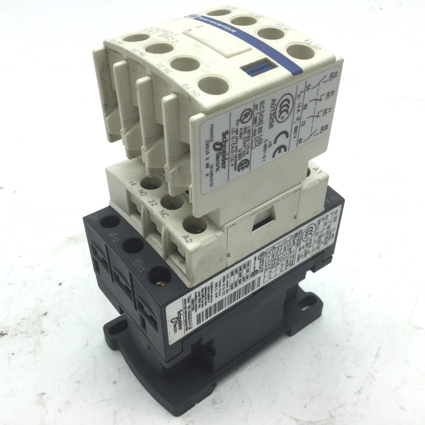 Used Telemecanique LC1D18 Contactor Coil: 110VAC 3-P 18A 15HP LADN22 Aux 2NO 2NC