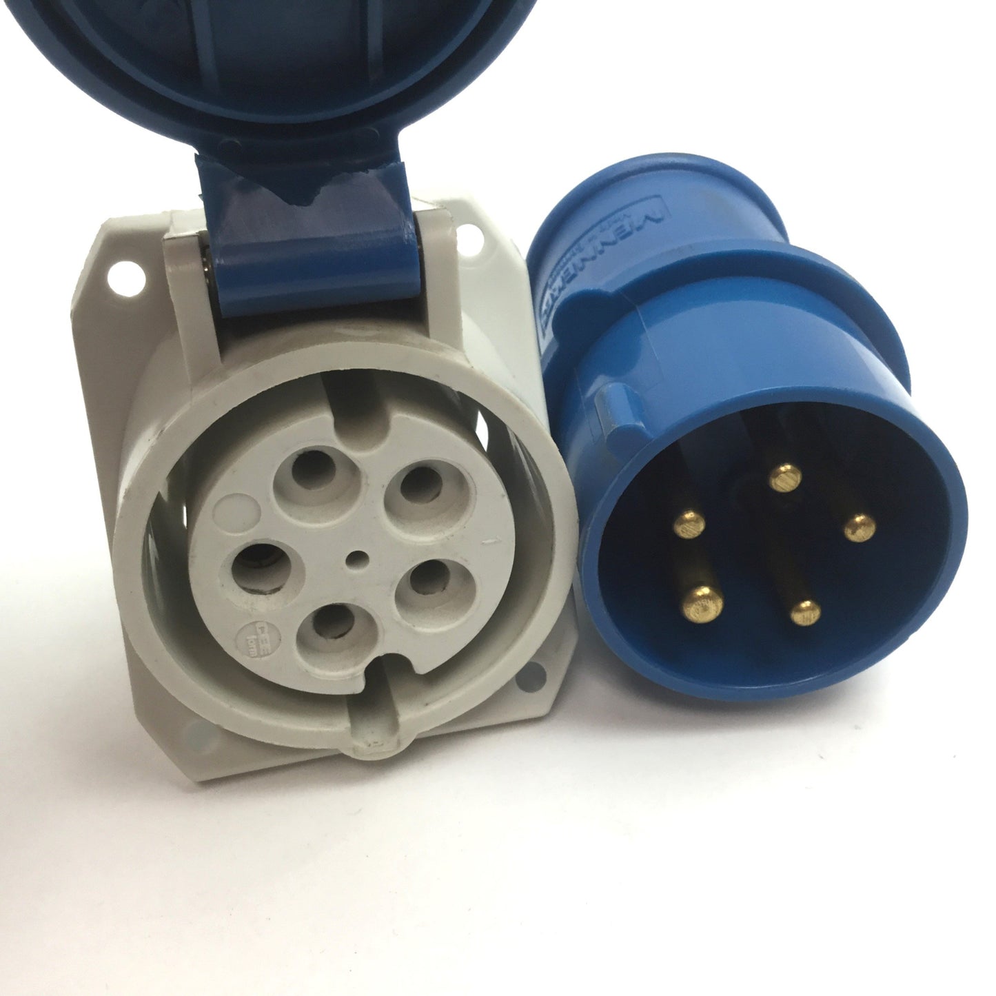 Used Mennekes Typ 786 & Typ 1309 Pin & Sleeve Male/Female Plug Socket, *Damaged Hinge