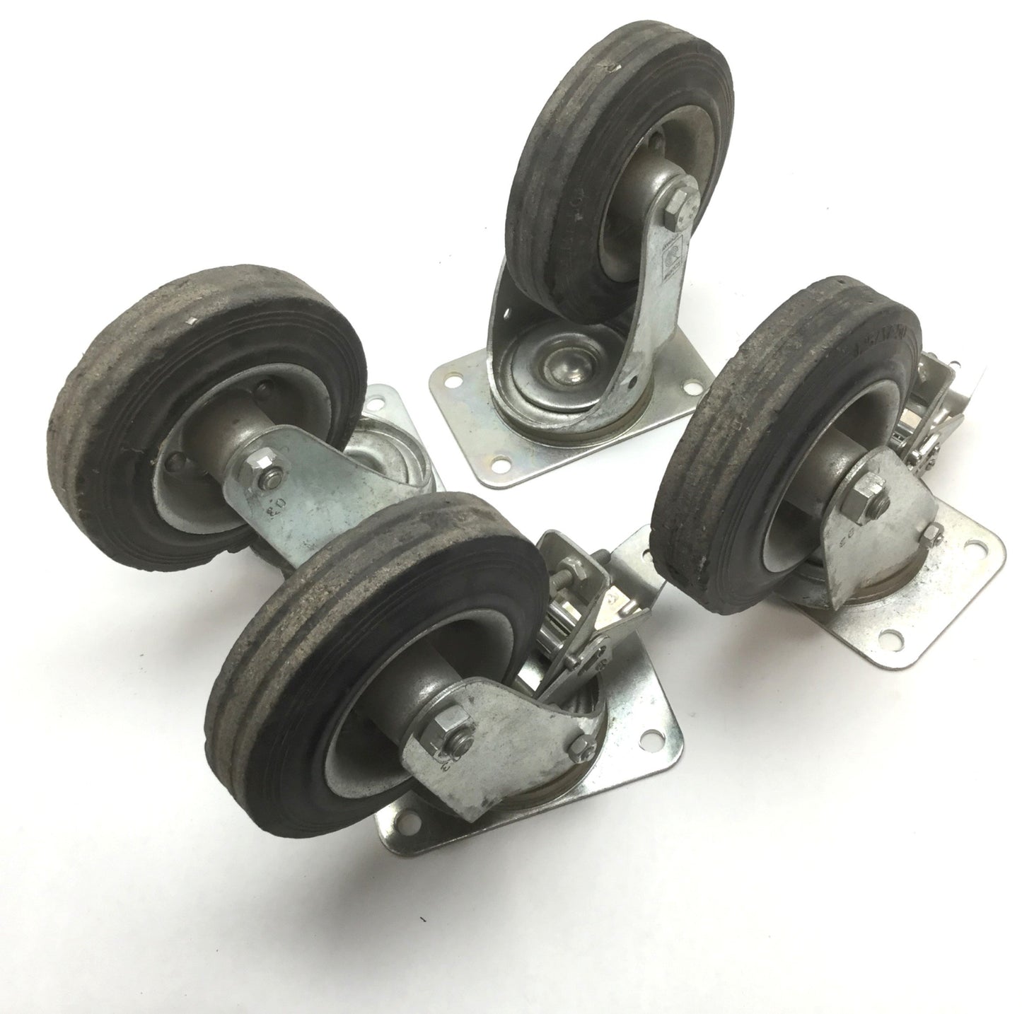 Used Lot of 4 Wicke 125737-50 Swivel Casters, 2x With Brake Lock, *Worn Wheels*