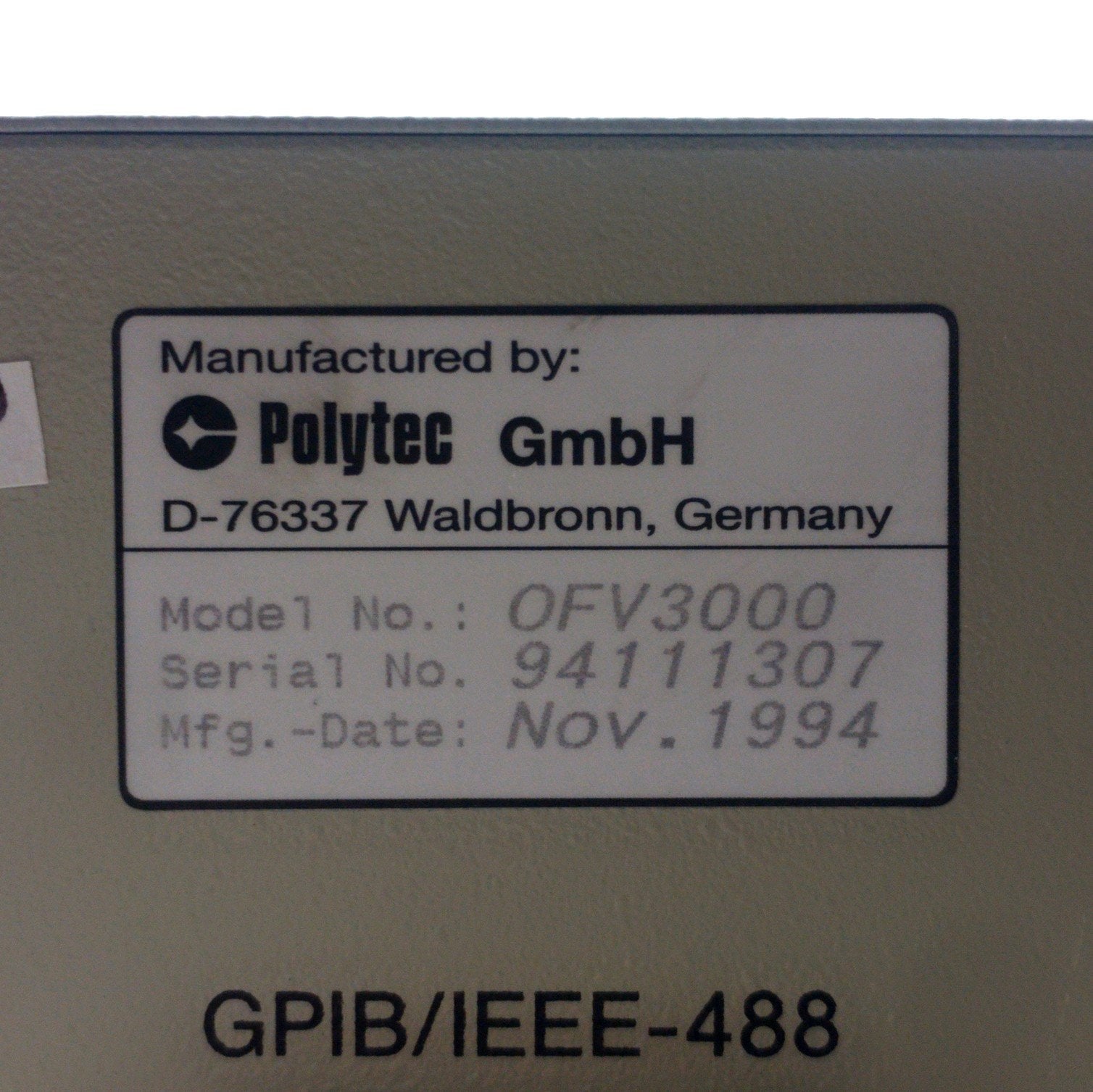 Polytec OFV-3000 Laser Vibrometer Controller *No Power Button, No Disp ...