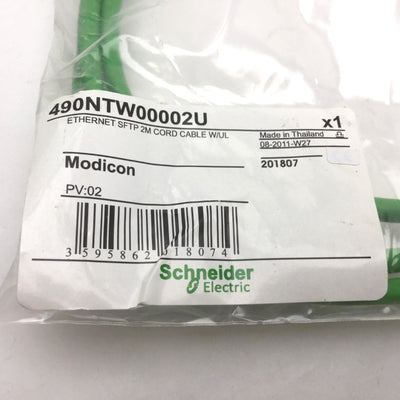 New – Open box Schneider Electric 490NTW00002U Ethernet Cordset, RJ45 to RJ45 Connection